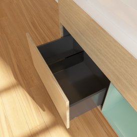 Тумба под раковину Villeroy & Boch Finion 100х50,1 см с подсветкой МДФ шпон дуба/стекло белое матовое F661GMPC