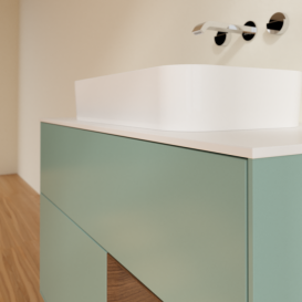 Тумба під раковину Villeroy & Boch Finion 100х50,1 см із підсвічуванням МДФ оливковий матовий лак/скло біле матове F661GNGM