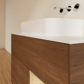 Тумба под раковину Villeroy & Boch Finion 100х50,1 см с подсветкой МДФ шпон грецкого ореха/стекло белое матовое F661PCGN