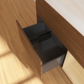 Тумба под раковину Villeroy & Boch Finion 100х50,1 см с подсветкой МДФ шпон грецкого ореха/стекло белое матовое F661PCGN