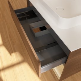 Тумба под раковину Villeroy & Boch Finion 100х50,1 см с подсветкой МДФ шпон грецкого ореха/стекло белое матовое F661PCGN