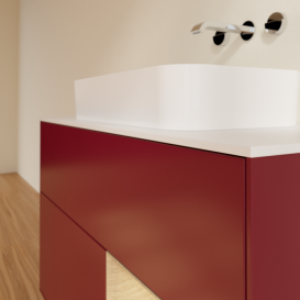 Тумба під раковину Villeroy & Boch Finion 100х50,1 см з підсвічуванням МДФ півонія матовий лак/скло біле матове F661PCHB