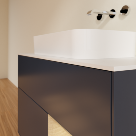 Тумба під раковину Villeroy & Boch Finion 100х50,1 см із підсвічуванням МДФ темно-синій матовий лак/скло біле матове F661PCHG
