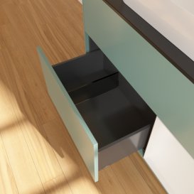 Тумба под раковину Villeroy & Boch Finion 100х50,1 см с подсветкой МДФ оливковый матовый лак/стекло черное матовое F662GFGM