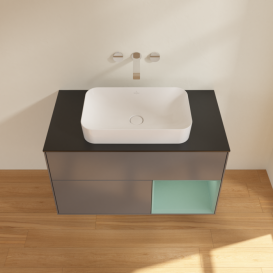 Тумба под раковину Villeroy & Boch Finion 100х50,1 см с подсветкой МДФ антрацит матовый лак/стекло черное матовое F662GMGK