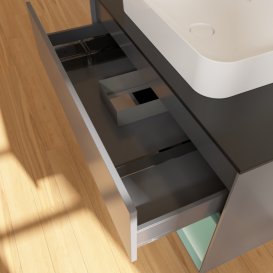 Тумба под раковину Villeroy & Boch Finion 100х50,1 см с подсветкой МДФ антрацит матовый лак/стекло черное матовое F662GMGK