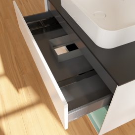 Тумба под раковину Villeroy & Boch Finion 100х50,1 см с подсветкой МДФ белый матовый лак/стекло черное матовое F662GMMT