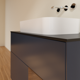 Тумба під раковину Villeroy & Boch Finion 100х50,1 см із підсвічуванням МДФ темно-синій матовий лак/скло чорне матове F662GNHG