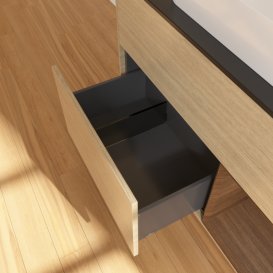 Тумба під раковину Villeroy & Boch Finion 100х50,1 см із підсвічуванням МДФ шпон дуба/скло чорне матове F662GNPC