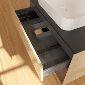 Тумба під раковину Villeroy & Boch Finion 100х50,1 см із підсвічуванням МДФ шпон дуба/скло чорне матове F662GNPC