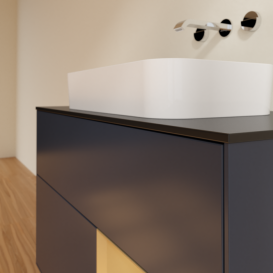 Тумба под раковину Villeroy & Boch Finion 100х50,1 см с подсветкой МДФ темно-синий матовый лак/стекло черное матовое F662HFHG