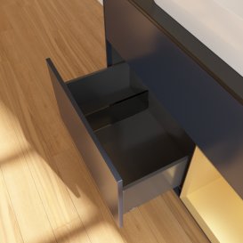 Тумба под раковину Villeroy & Boch Finion 100х50,1 см с подсветкой МДФ темно-синий матовый лак/стекло черное матовое F662HFHG