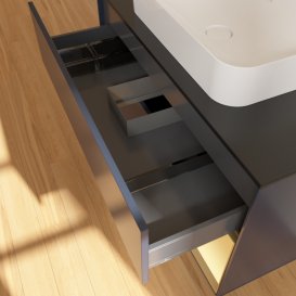 Тумба под раковину Villeroy & Boch Finion 100х50,1 см с подсветкой МДФ темно-синий матовый лак/стекло черное матовое F662HFHG