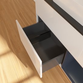 Тумба под раковину Villeroy & Boch Finion 100х50,1 см с подсветкой МДФ глянцевый белый лак/стекло черное матовое F662HGGF