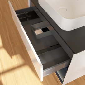 Тумба под раковину Villeroy & Boch Finion 100х50,1 см с подсветкой МДФ глянцевый белый лак/стекло черное матовое F662HGGF