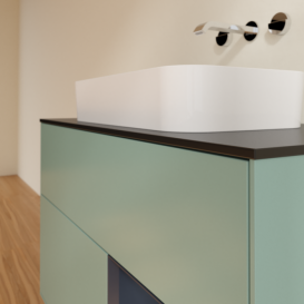 Тумба під раковину Villeroy & Boch Finion 100х50,1 см із підсвічуванням МДФ оливковий матовий лак/скло чорне матове F662HGGM