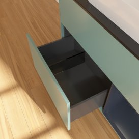 Тумба під раковину Villeroy & Boch Finion 100х50,1 см із підсвічуванням МДФ оливковий матовий лак/скло чорне матове F662HGGM