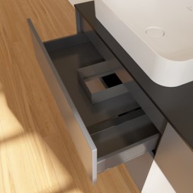 Тумба під раковину Villeroy & Boch Finion 120х50,1 см з підсвічуванням антрацит матовий лак/скло чорне матове F692GFGK