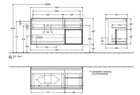 Тумба під раковину Villeroy & Boch Finion 120х50,1 см з підсвічуванням МДФ шпон волоського горіха/скло чорне матове F692GFGN