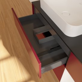 Тумба під раковину Villeroy & Boch Finion 120х50,1 см з підсвічуванням МДФ півонія матовий лак/скло чорне матове F692GFHB