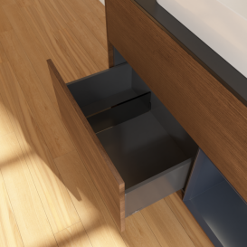 Тумба под раковину Villeroy & Boch Finion 100х50,1 см с подсветкой МДФ шпон грецкого ореха/стекло черное матовое F662HGGN