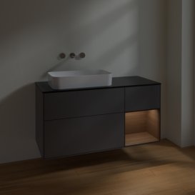 Тумба под раковину Villeroy & Boch Finion 120х50,1 см с подсветкой МДФ антрацит матовый лак/стекло черное матовое F692GNGK