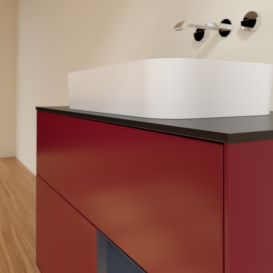 Тумба під раковину Villeroy & Boch Finion 100х50,1 см з підсвічуванням МДФ півонія матовий лак/скло чорне матове F662HGHB