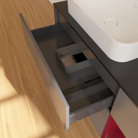 Тумба під раковину Villeroy & Boch Finion 120х50,1 см з підсвічуванням антрацит матовий лак/скло чорне матове F692HBGK