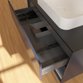 Тумба под раковину Villeroy & Boch Finion 100х50,1 см с подсветкой МДФ темно-синий матовый лак/стекло черное матовое F662HGHG