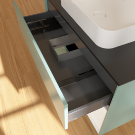 Тумба под раковину Villeroy & Boch Finion 100х50,1 см с подсветкой МДФ оливковый матовый лак/стекло черное матовое F662MTGM