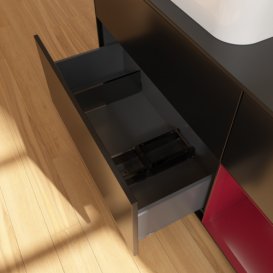 Тумба під раковину Villeroy & Boch Finion 120х50,1 см з підсвічуванням МДФ чорний матовий лак/скло чорне матове F692HBPD