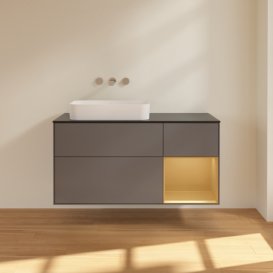 Тумба под раковину Villeroy & Boch Finion 120х50,1 см с подсветкой МДФ антрацит матовый лак/стекло черное матовое F692HFGK