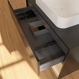 Тумба под раковину Villeroy & Boch Finion 100х50,1 см с подсветкой МДФ черный матовый лак/стекло черное матовое F662PCPD