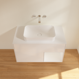 Тумба під раковину Villeroy & Boch Finion 100х50,1 см з підсвіткою МДФ білий глянцевий лак/скло біле матове G661GFGF