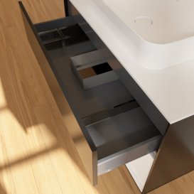 Тумба під раковину Villeroy & Boch Finion 100х50,1 см із підсвічуванням МДФ чорний матовий лак/скло біле матове G661GFPD