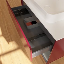 Тумба під раковину Villeroy & Boch Finion 100х50,1 см з підсвічуванням МДФ півонія матовий лак/скло біле матове G661GKHB