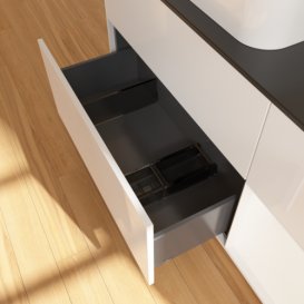 Тумба під раковину Villeroy & Boch Finion 120х50,1 см з підсвіткою МДФ білий глянцевий лак/скло чорне матове F692MTGF