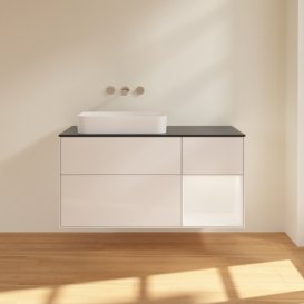 Тумба під раковину Villeroy & Boch Finion 120х50,1 см з підсвіткою МДФ білий глянцевий лак/скло чорне матове F692MTGF