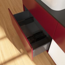 Тумба під раковину Villeroy & Boch Finion 120х50,1 см з підсвічуванням МДФ півонія матовий лак/скло чорне матове F692MTHB