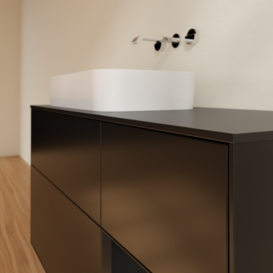 Тумба под раковину Villeroy & Boch Finion 120х50,1 см с подсветкой МДФ черный матовый лак/стекло черное матовое F692PDPD