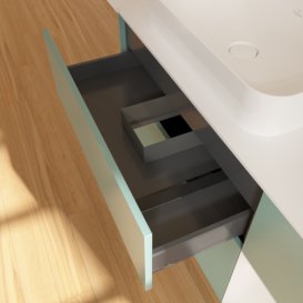 Тумба під раковину Villeroy & Boch Finion 120х50,1 см із підсвічуванням МДФ оливковий матовий лак/скло біле матове F691GFGM