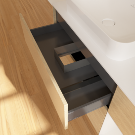 Тумба під раковину Villeroy & Boch Finion 120х50,1 см із підсвічуванням МДФ шпон дуба/скло біле матове F691GFPC