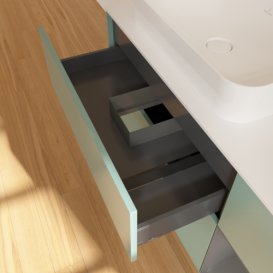 Тумба під раковину Villeroy & Boch Finion 120х50,1 см із підсвічуванням МДФ оливковий матовий лак/скло біле матове F691GKGM