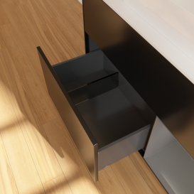 Тумба под раковину Villeroy & Boch Finion 100х50,1 см с подсветкой МДФ черный матовый лак/стекло белое матовое G661GKPD