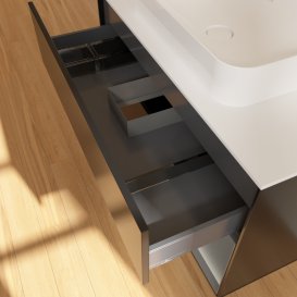 Тумба под раковину Villeroy & Boch Finion 100х50,1 см с подсветкой МДФ черный матовый лак/стекло белое матовое G661GKPD