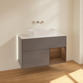 Тумба под раковину Villeroy & Boch Finion 100х50,1 см с подсветкой МДФ антрацит матовый лак/стекло белое матовое G661GNGK