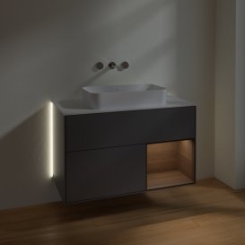 Тумба под раковину Villeroy & Boch Finion 100х50,1 см с подсветкой МДФ антрацит матовый лак/стекло белое матовое G661GNGK