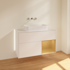 Тумба под раковину Villeroy & Boch Finion 100х50,1 см с подсветкой МДФ белый матовый лак/стекло белое матовое G661HFMT