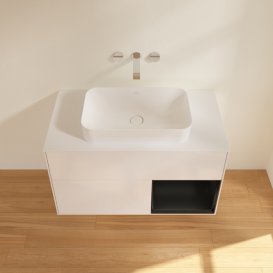 Тумба під раковину Villeroy & Boch Finion 100х50,1 см з підсвіткою МДФ білий глянцевий лак/скло біле матове G661PDGF