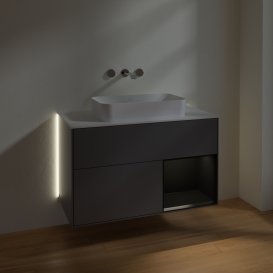 Тумба під раковину Villeroy & Boch Finion 100х50,1 см з підсвічуванням МДФ антрацит матовий лак/скло біле матове G661PDGK